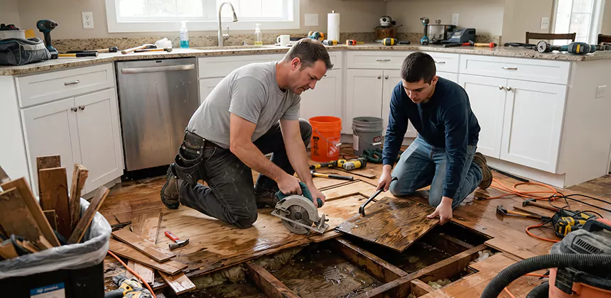 Kitchen Floor Water Damage Repair in Aliso Viejo